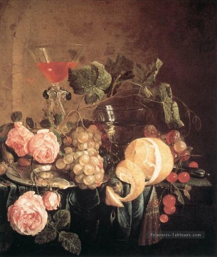  fleurs - Nature morte avec des fleurs et des fruits néerlandais Baroque Jan Davidsz de Heem